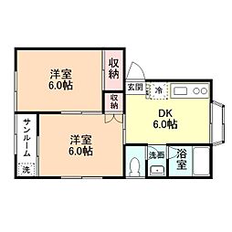 コートイング 2DKの間取図画像
