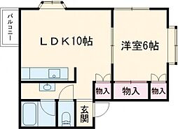アップルタウン 1LDKの間取図画像