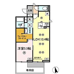 ディアライズ河内 1LDKの間取図画像