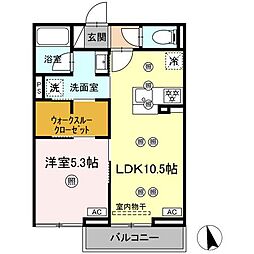 ディアライズ河内 1LDKの間取図画像