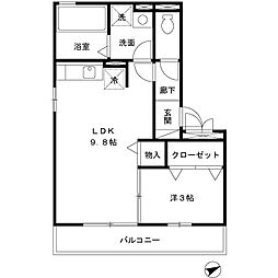 寺原サンハイツ2 1LDKの間取図画像