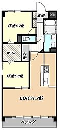 レジデンス光和3 2LDKの間取図画像
