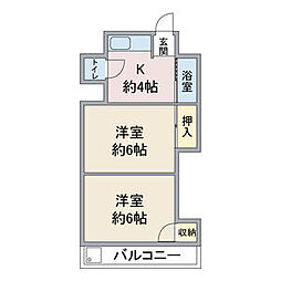 星宮荘A 2DKの間取図画像