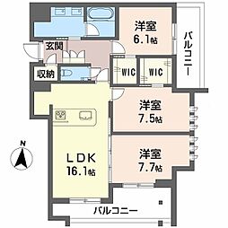 ザ・シグマ上杉 3LDKの間取図画像