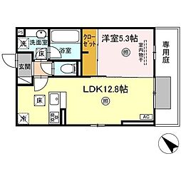 遠賀郡水巻町頃末北3丁目アパート 1LDKの間取図画像