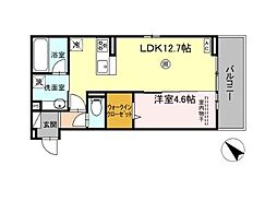 遠賀郡水巻町頃末北3丁目アパート 1LDKの間取図画像