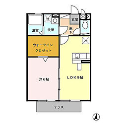 ルミエール昭和 1LDKの間取図画像