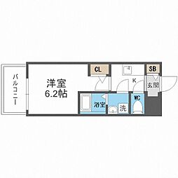 エスリードRESIDENCE大阪福島CITYWEST 1Kの間取図画像