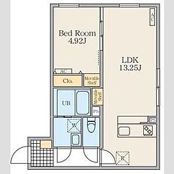 Alivis東日暮里 1LDKの間取図画像