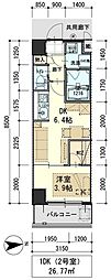 In-Towner木町 1Kの間取図画像