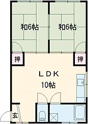 森本マンション 2LDKの間取図画像
