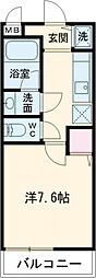 シエル金剛 1Kの間取図画像