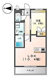 イーストヒルズ宿郷 1LDKの間取図画像