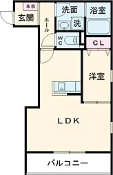 泉大津市東港町アパート 1LDKの間取図画像