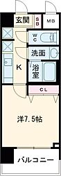 スプランディッド堺東DUE 1Kの間取図画像