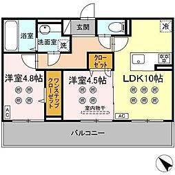 グランフォレ下南部 2LDKの間取図画像