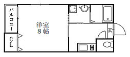 リブレア唐原1 1Kの間取図画像