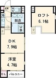 ハーモニーテラス深草東伊達町 1DKの間取図画像