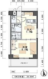 ボヌール・エスト 1DKの間取図画像