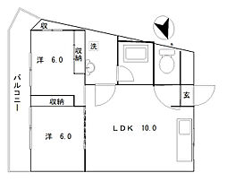 ドリームハウス3 2LDKの間取図画像