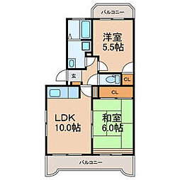 ハイツおゆみ野2 2LDKの間取図画像