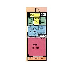 リバティおひつじ座 1Kの間取図画像