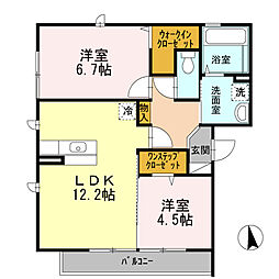 ガーデンコート金岡A 2LDKの間取図画像