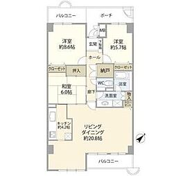パークフィールドみさとテラ・ウエスト3街区2号館 3SLDKの間取図画像