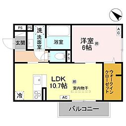 D-Regalo下馬N 1LDKの間取図画像