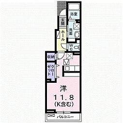 メリーアドニスB ワンルームの間取図画像
