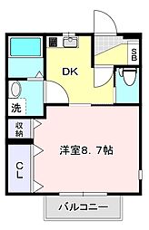 パルテンツァ新白河B 1DKの間取図画像