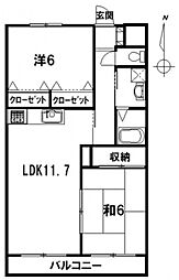 ジョイパレスB 2LDKの間取図画像
