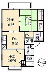 ハイツ相本2 3DKの間取図画像