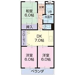 Limpiaミヤケ 3DKの間取図画像