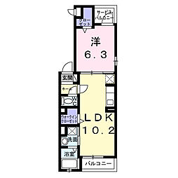 大和市中央林間2丁目アパート 1LDKの間取図画像