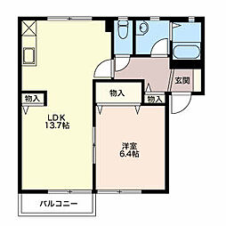 ウイング2B 1LDKの間取図画像