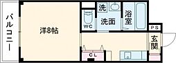 ヴィレッジ1月出 1Kの間取図画像
