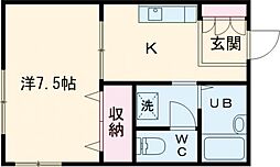 ハイツ芙蓉 1Kの間取図画像