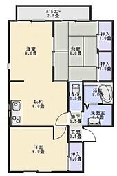 セジュール城山 3DKの間取図画像