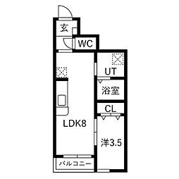 大崎市古川江合寿町3丁目アパート 1LDKの間取図画像