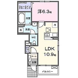 クレストコート緑台I 1LDKの間取図画像