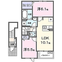 クレストコート緑台I 2LDKの間取図画像