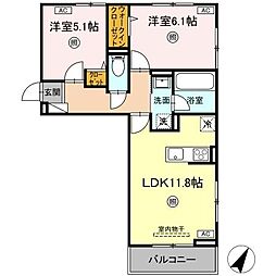 Dーresena丸山S 2LDKの間取図画像