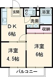 サンライフ白川A 2DKの間取図画像
