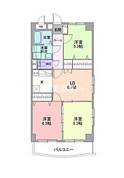 グランディール・シェトワ 3LDKの間取図画像