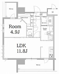 エンクレスト天神LINK 1LDKの間取図画像