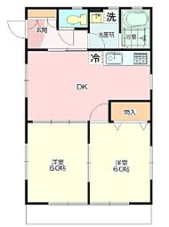 ハイツ波庵 2DKの間取図画像