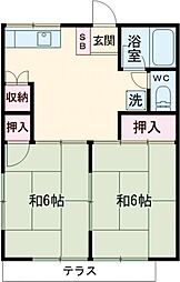 ハイツ神山2号棟 2DKの間取図画像