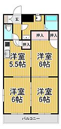 サンハイツ天保山H棟 3DKの間取図画像