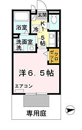 フローラ岡本B 1Kの間取図画像